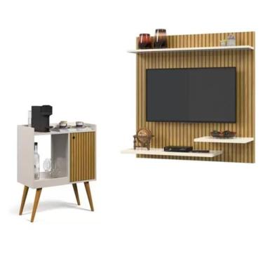 Imagem de Conjunto Sala de Estar Painel TV 32" e Aparador Retrô Pés Palito Linus