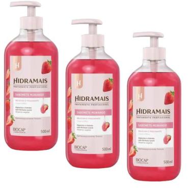 Imagem de Kit 3 Sabonete Gel Morango Delicada e Fascinante 500 ml Hidramais