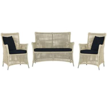 Imagem de Jogo Sofá e 2 Poltronas de Área Igapó Alumínio Pintura Fendi Corda Náu