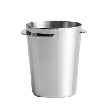 Imagem de Copo dosador de café de 58 mm, copo dosador de café expresso de aço inoxidável, parte do alimentador de café em pó, copo de pó para cafeteira de café expresso adulteração (prata)