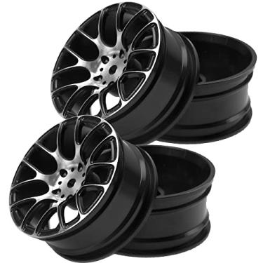 Imagem de 4Pcs Vgoohobby Aluminum Wheel Rims 12mm Hex Hub Width 26mm Compatible with 1/10 Tamiya TT-01 Kyosho RedCat Sakura HSP HPI 1/10 On-Road Racing Touring RC Drift Car (Black)