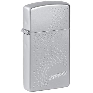 Imagem de Zippo Isqueiro de bolso cromado acetinado com design de pontos finos