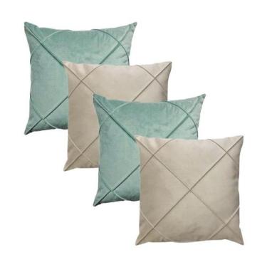 Imagem de Kit 4 Capas para Almofada Drapeada em Veludo Quadrada 50x50 Várias Cor