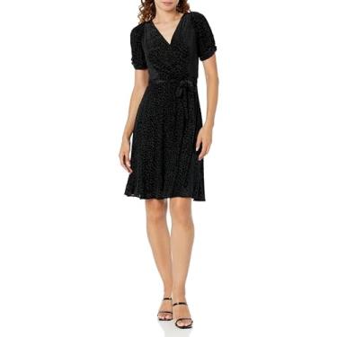 Imagem de DKNY Vestido feminino justo e flare manga nó, Preto, 50