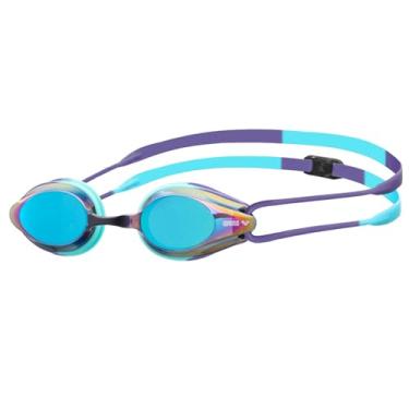 Imagem de ARENA Tracks Óculos de natação unissex essenciais para nadadores competitivos, homens e mulheres, lentes espelhadas revestidas antiembaçamento aprovadas pela FINA, turquesa/crepúsculo futuro/água