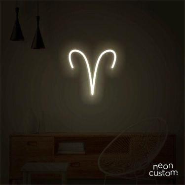 Imagem de luminaria letreiro Neon Led Signo Áries 80x80 luminoso decoração p/ se