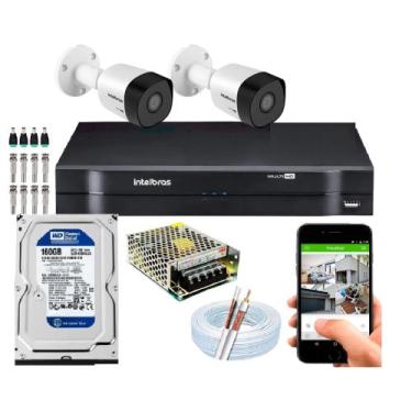 Imagem de Kit Cftv 2 Câmeras De Segurança Intelbras Bullet IR 20 metros E Dvr Mh