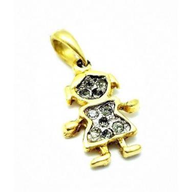 Imagem de Pingente Menino Ou Menina Cravação Cristal Banho Ouro 18k 2652 - Très 