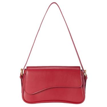 Imagem de Bolsa de ombro feminina Hobo Retro Evening Vegan Leather Underarm Bag Shoulder Tote Bags 2025, Vermelho, Medium
