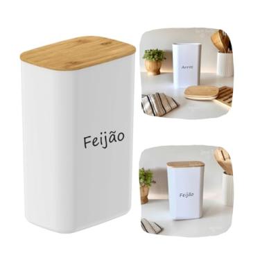 Imagem de Pote Hermético Tampa De Bambu Porta Mantimentos Potes Para Mantimentos 2,3 L (Feijão)