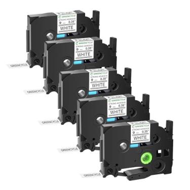 Imagem de GREENCYCLE Fita adesiva extra forte preta sobre branca compatível com Brother TZE-S221 TZS221 AZES221 0,35 polegadas 9 mm para PT-E550W PT2430PC 1890C PT-D210 PTP300BT PT-1010 PTH100 PTH110
