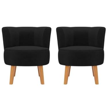 Imagem de Kit 2 Poltronas para Recepção de Consultório Pés de Madeira MOBLAN decor (Preto)