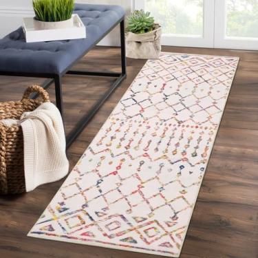 Imagem de dainslef Tapete de corredor de entrada, tapete de corredor com estampa geométrica lavável de 5 x 15 cm com suporte antiderrapante, tapete neutro resistente a manchas para banheiro, quarto, cozinha