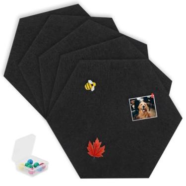 Imagem de SEG Direct Azulejos hexagonais de feltro de cortiça, quadro de avisos de feltro hexagonal, quadro de imagem autoadesivo, azulejos de aviso de memorando, quadro de pinos para paredes de escritório, 30