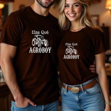 Imagem de Camiseta Unissex Casal Estampa Elas Qué Agroboy Meme Engraçado Relacio