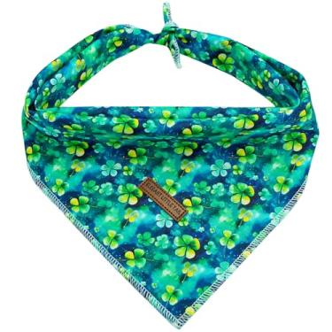 Imagem de Elegant little tail Bandana para cães do Dia de São Patrício, bandanas de trevo para cães, 1 peça, lavável, macio, cachecol feminino ou masculino, lenço quadrado para cães, bandana ajustável para cães
