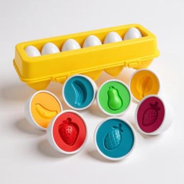 Imagem de Jogo Educativo de Encaixar, 12 Ovos Coloridos com Formas de Frutas, Brinquedo de Coordenação Motora para Crianças