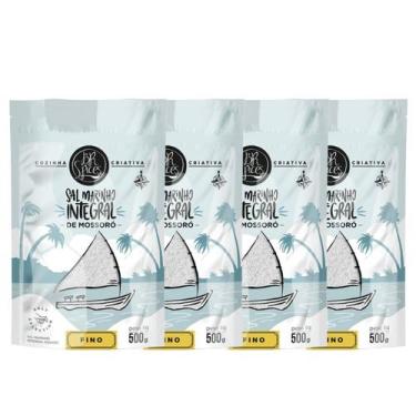 Imagem de Kit 4 Sal Marinho Br Spices Integral Fino Pouch 500g De Mossoró