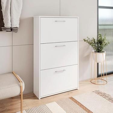 Imagem de Sapateira 3 Portas Armário Multiuso Organizador para Quarto Sala Estante (Branco)