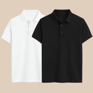 Imagem de Kit 2 Camisa Polo Masculina Básica Elegante com Botões  Estilo Casual 