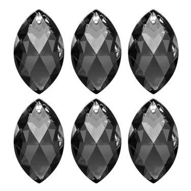 Imagem de PATIKIL Pingentes de cristal K9, contas ovais, pacote com 6, lustre de 38 mm, peças de prismas, contas penduradas, lâmpada DIY para decoração de artesanato, preto