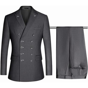 Imagem de Terno Masculino Blazer Jaqueta Negócios Casaco Esportivo Blazer De Casamento Lapela Contador Casaco Casual Negócios, Gray Set, L