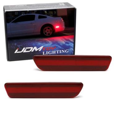 Imagem de iJDMTOY Kit de luz de marcador lateral traseiro de LED vermelho vermelho OE-Red compatível com Ford Mustang 2005-09, alimentado por LED 54-SMD, substitui lâmpadas laterais traseiras OEM