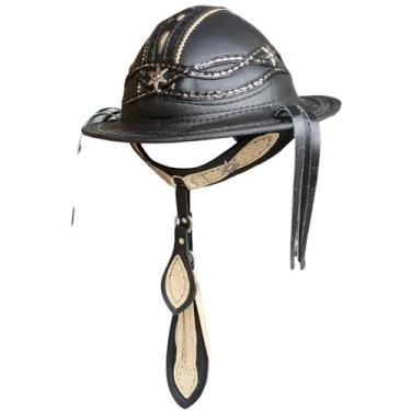 Imagem de Chapéu De Couro Nordestino Dominguinhos Preto elegante - selaria shopp