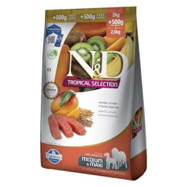 Imagem de Ração N&D Tropical Selection Para Cães Adultos Medium/Maxi Salmão Leve 2,5 e Pague 2kg