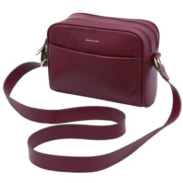 Imagem de Mariart Pupunha Bolsa Transversal Feminina de Couro Bovino Legítimo (Rubi)