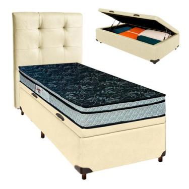 Imagem de Conjunto Cama Box Bau Blindado Solteiro + Colchão D28 Conforto Paropas
