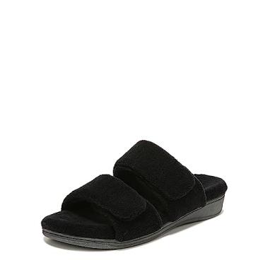 Imagem de Vionic Pantufa feminina Indulge Dessie – Pantufas femininas confortáveis confortáveis e ajustáveis com suporte de arco ortopédico oculto e tecnologia VIO-Motion, largura média, tamanhos 34 a 44, Preto, 10