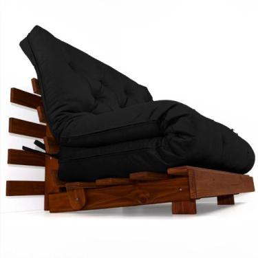 Imagem de Sofá Cama Casal Futon Tokio D33 Madeira Maciça Cor Imbuia - R9 Design 