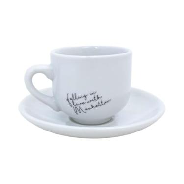 Imagem de Conjunto De Xícaras 80ml De Porcelana Com Pires Chá Café Da Manhã Coffee Selecione Modelo (FALLING IN LOVE)