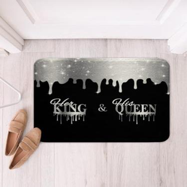 Imagem de Feelyou Tapetes de banheiro King and Queen, tapetes de banheiro para meninos e meninas, casais, para chuveiro, banheira, romântico, dia dos namorados, acessórios de banheiro 51 x 81 cm