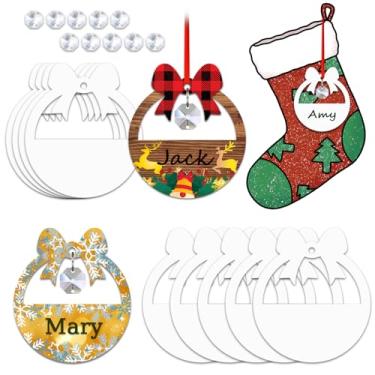 Imagem de WindMage Pacote com 12 etiquetas de 7,6 cm com enfeite de sublimação de laço de 7,6 cm, etiquetas de nome, etiquetas de presente em branco para prensa térmica, artesanato faça você mesmo, decoração