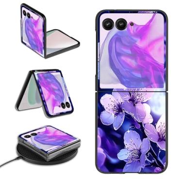 Imagem de GYSYSQSH Capa para celular Motorola Moto Razr 2025/2024 para mulheres e homens, fina, rígida, fina, leve, carregamento sem fio, proteção à prova de choque, capa flip para Moto Razr 60/50, flor de
