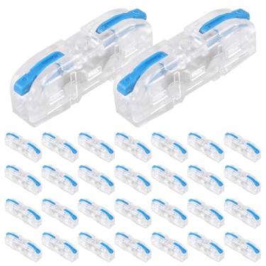 Imagem de 30 peças de conectores de fio de terminal rápido 600 V 32 A conector compacto conector de cabo de alavanca de terminal elétrico para emendas em linha de circuito (saída 1 em 1, azul transparente)