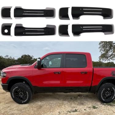 Imagem de AOKIO Capa de maçaneta de porta compatível com acessórios Dodge Ram 1500 2019 2021 2022 2023 2024 2025 (sem fechadura inteligente, não para 1500 Classic)