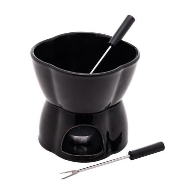 Imagem de Aparelho de Fondue 4 Peças Cerâmica Alpes Preto 400ml
