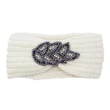 Imagem de Moda feminina mão tricô cabeça hairband lã térmica doce meninas cabelo