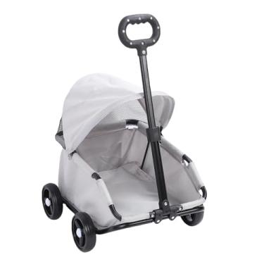Imagem de Luocute Carrinho de Estimação Dobrável Com Dossel, 3 Etapas 1 Mão Dobrável 4 Rodas Carrinho de Passeio para Cães Pequenos e Médios Gatos, Uso Multifuncional Ao Ar Livre, Pano Oxford à (Cinza)