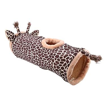 Imagem de Yctze Brinquedo de Túnel de Tecido Dobrável Portátil Seguro para Gatos, Cães e Coelhos - Design Divertido de Girafa para Jogos Interativos (Girafa)
