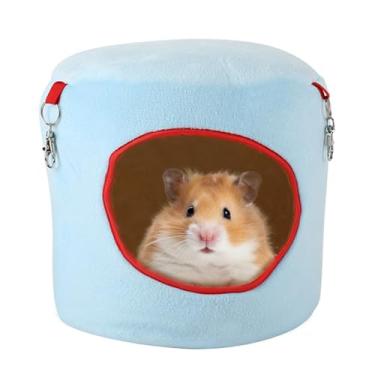 Imagem de mini&moe Hamster House – Esconderijo quente para hamster aconchegante para dormir à prova de mastigação, rede pendurada, acessórios para gaiola de hamster anão, rato, ouriço, planador de açúcar