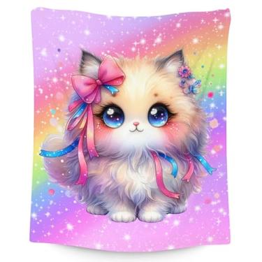 Imagem de AIOMXZZ Cobertor infantil, cobertores para meninas com gato, 152 x 203 cm, lindos mantas de flanela para adultos, decoração de presentes para amantes de gatos