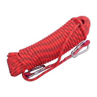 Imagem de Corda De Escalada Bluoa 12mm 49ft 82ft 115ft 148ft 295ft Cordas De Segurança Estáticas Ao Ar Livre Com Mosquetão Arist Tree Climbig Rescue Grapplig Lifelie Escape Absei, Red, 12mm x 20m