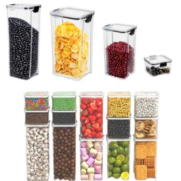 Imagem de Porta Mantimentos, Kit Completo Cozinha Potes Herméticos Empilháveis Trava Segurança Reforçada 100% Vedado(D - 2,2L + 1,6L + 1L + 500ml)