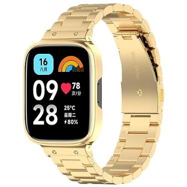 Imagem de Pulseira de relógio compatível com Redmi Watch 3 Active/Watch 3 Lite, pulseira de relógio inteligente de metal de aço inoxidável com capa, pulseiras ajustáveis para Redmi Watch 3 Active