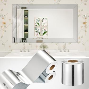 Imagem de WESTICK Adesivos de espelho de borda de papel de parede metálicos prateados para destacar e colar papel de parede 10 x 406 cm