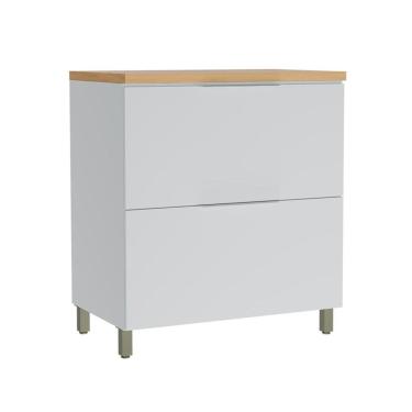 Imagem de Balcão de Cozinha com Tampo Marquesa 100% MDF 1 Porta 1 Gaveta Branco e Nature